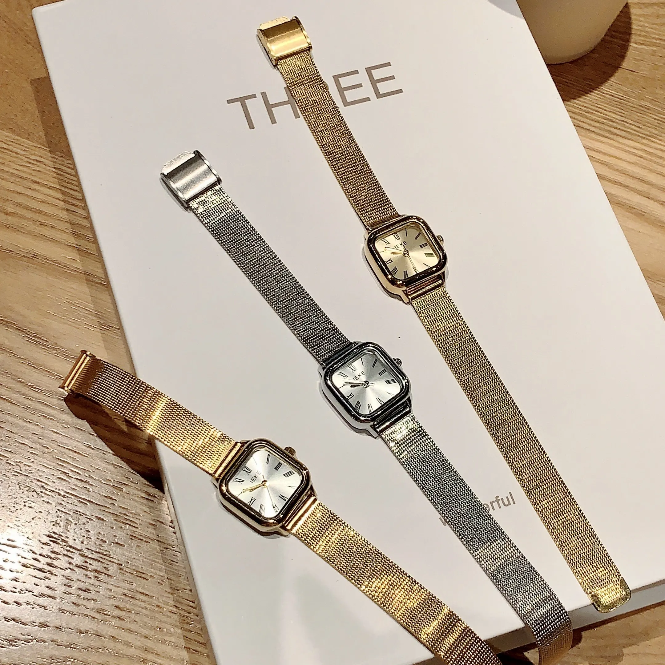 New Square Minimalist Women'S Watch, Exquisite Steel Strap, Stylish And Versatile, Casual Design, A Creative Gift For Women.
