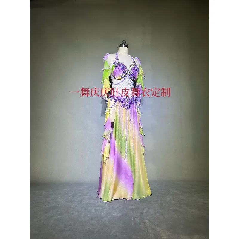 Customized Belly Dance Costumes Design Gradient Color Performance Competition Costume Belly Dancing Bra Skirt
