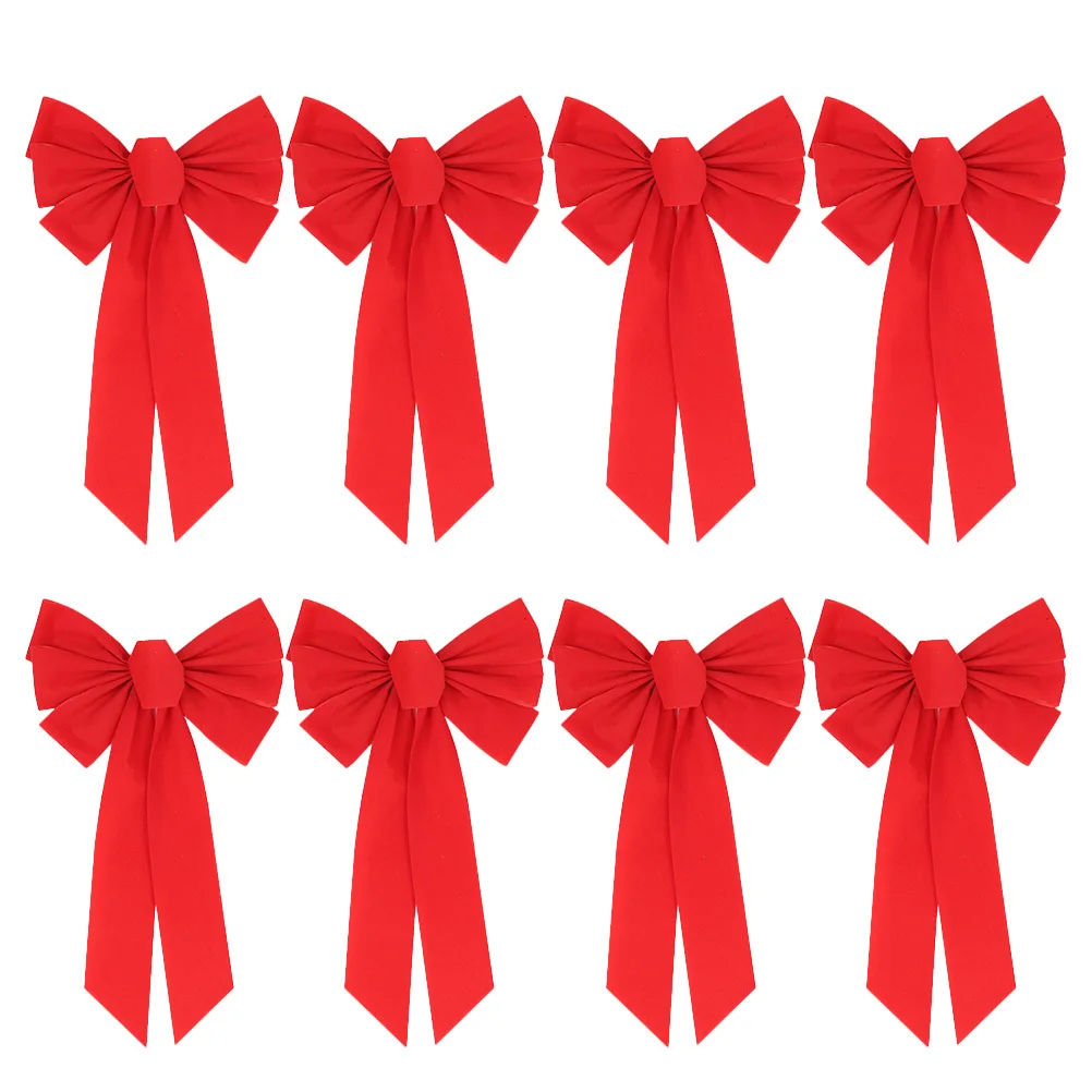 

12 pcs Flannel Christmas Bowknot Festive Decor For Tree Wedding Party Curtain Chair Sash Staircase Garland Gift Basket Reusable