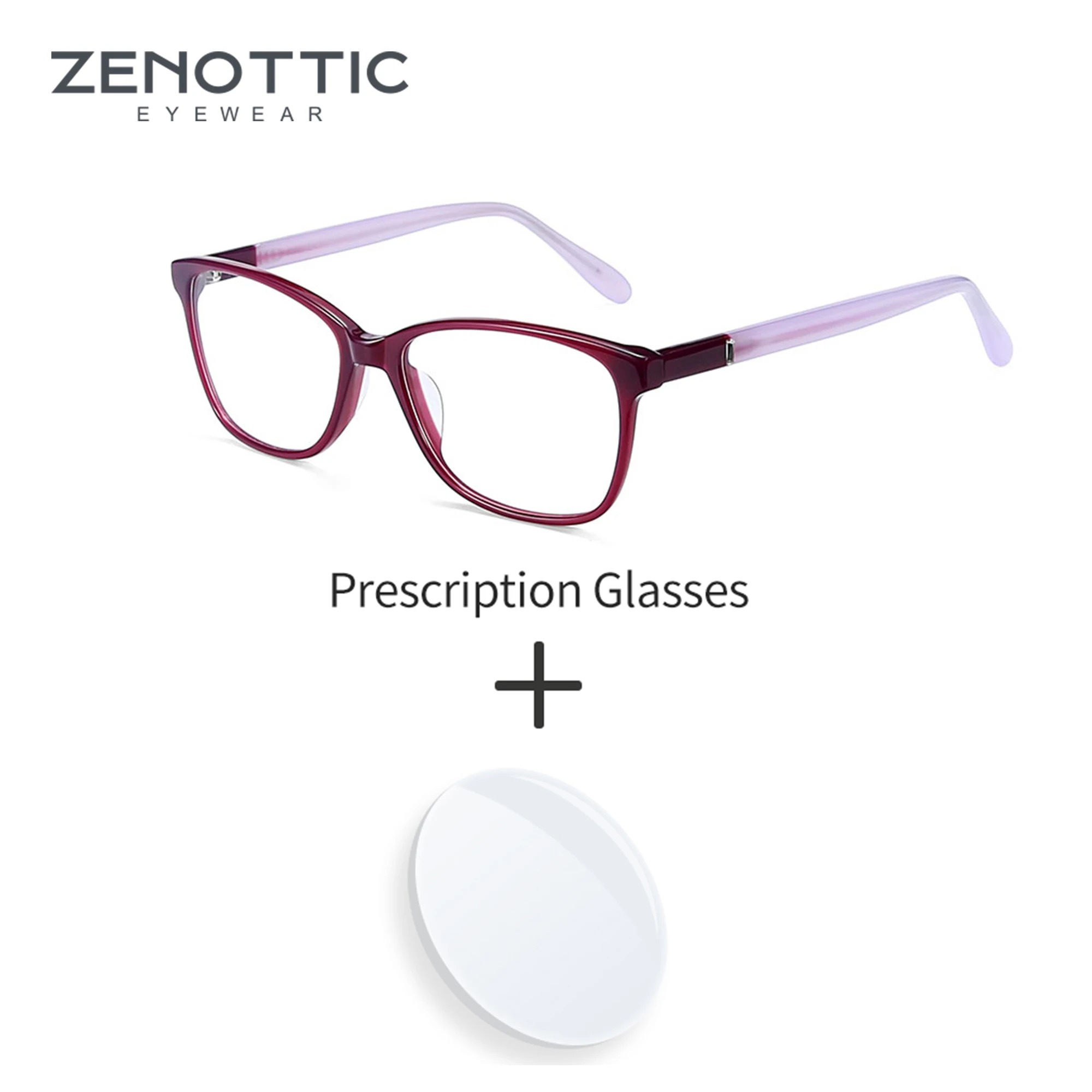 

ZENOTTIC Fashion Square Prescription Glasses Women Acetate Progressive Optical Eyewear Myopia Hyperopia Anti Blu-ray