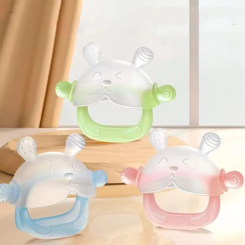 

3 шт., мягкая силиконовая игрушка-кролик для прорезывания зубов, пищевой класс, без BPA, перчатки для прорезывания зубов, мультяшная молярная палочка с защитой от большого пальца, ручка для молодых людей