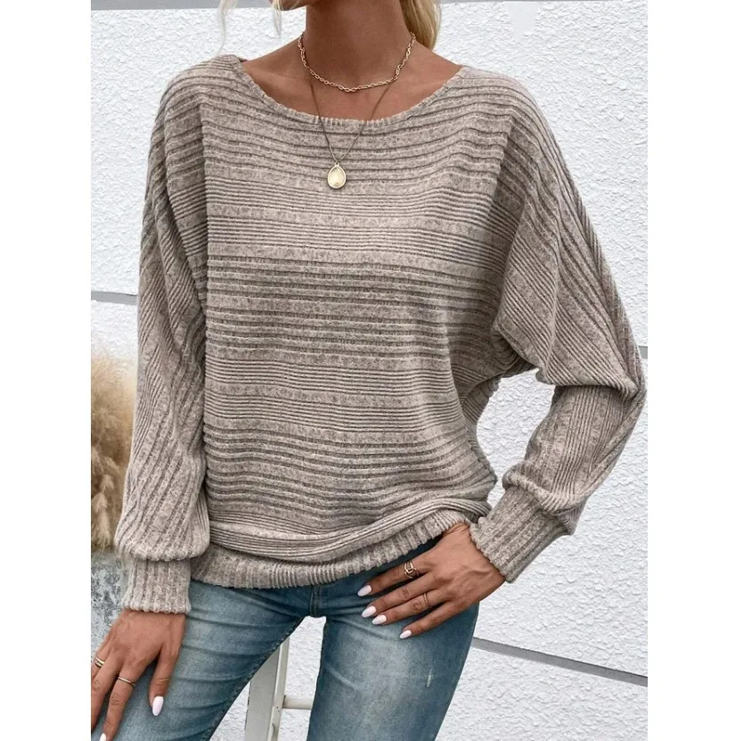 

Women Pulovers Clothes Long Sleeve Top New Style Comfortable And Casual Solid Color Long-sleeved Round Neck Pullover T-shirt