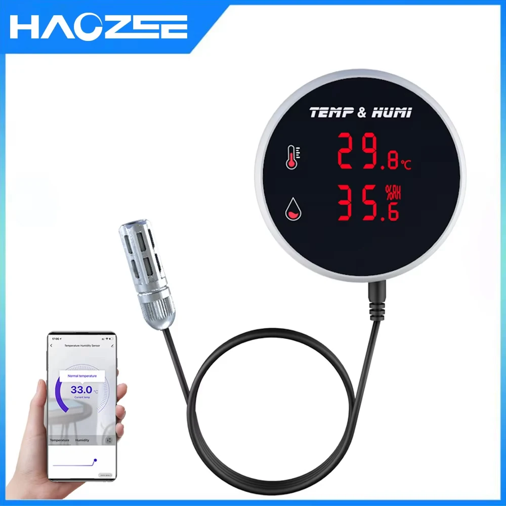 

Tuya Smart Zigbee Hygrometer Thermometer With External Temperature USB Charge or Rechargable Battery