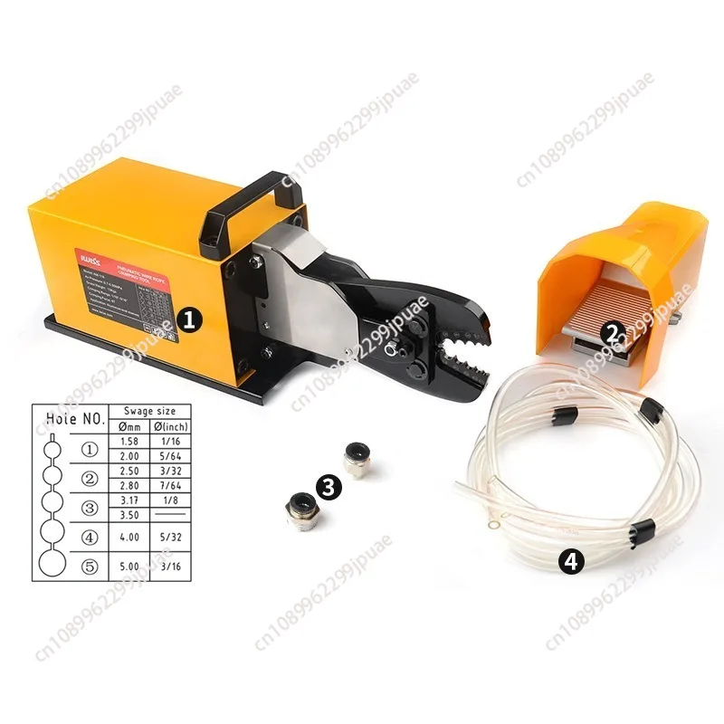 Pneumatic Figure-8 Aluminum Sleeve Crimping Tool for Cold Press 1.5-5mm Round Aluminum Buckle Wire Rope and Fishing
