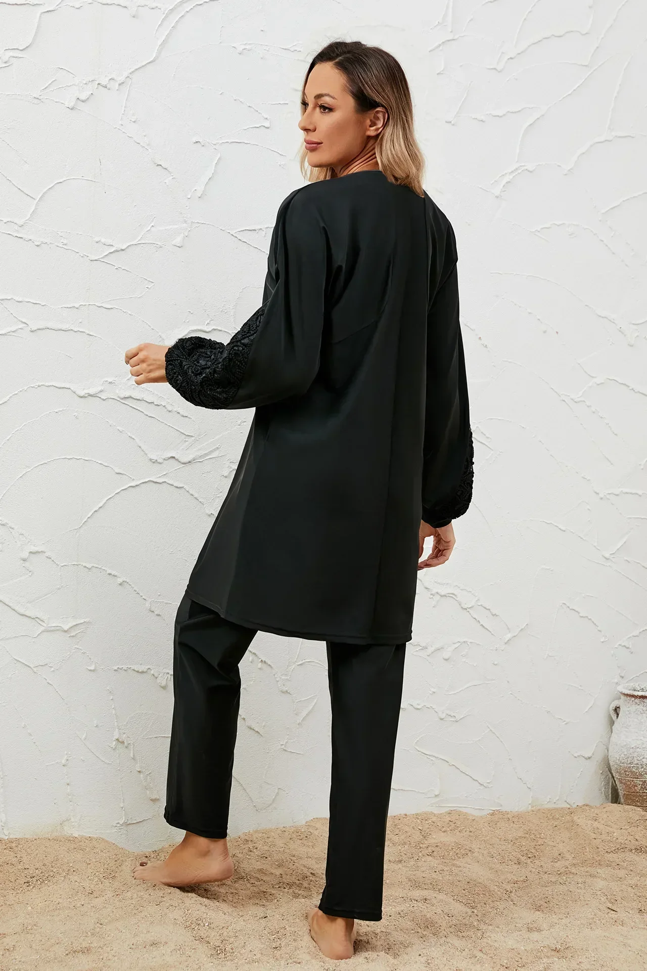 

Скромное буркини для мусульманских женщин, купальник с полным покрытием, комплект из 3 предметов, купальник, консервативная пляжная одежда, женский арабский купальный костюм, исламский