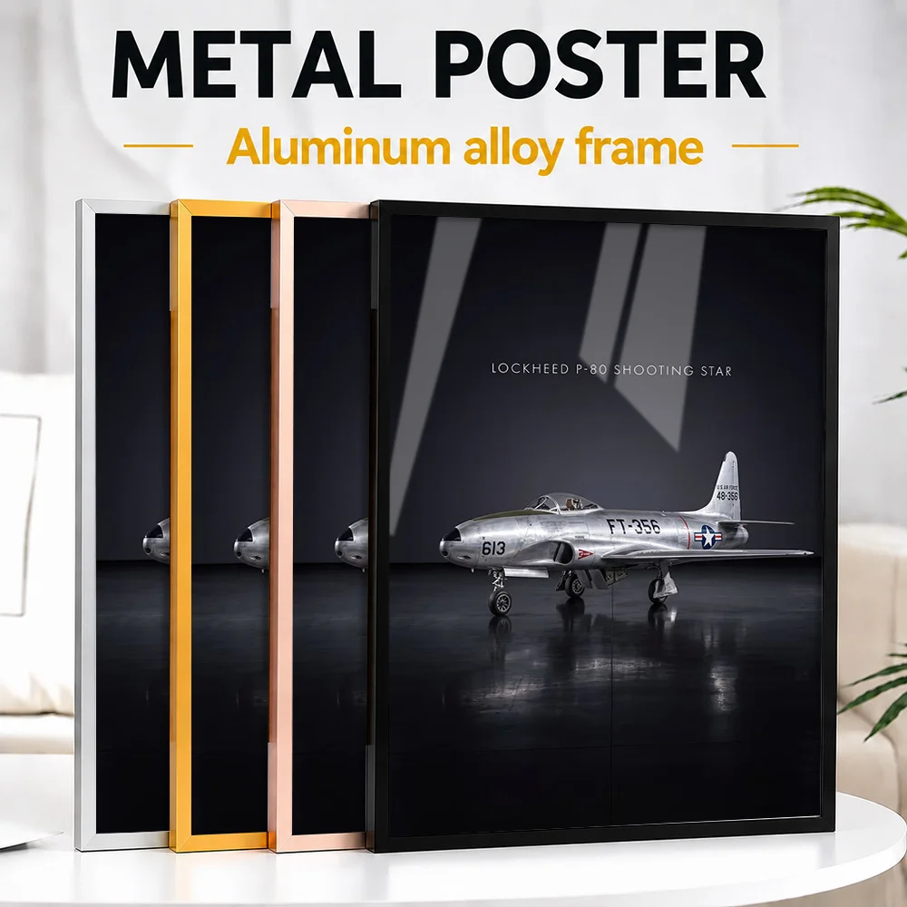 Lockheed P-80 Shooting Star Jet Framed Metal Poster Personalized Flight Tribute Wall Art Perfect Within Office As Pilot Gift