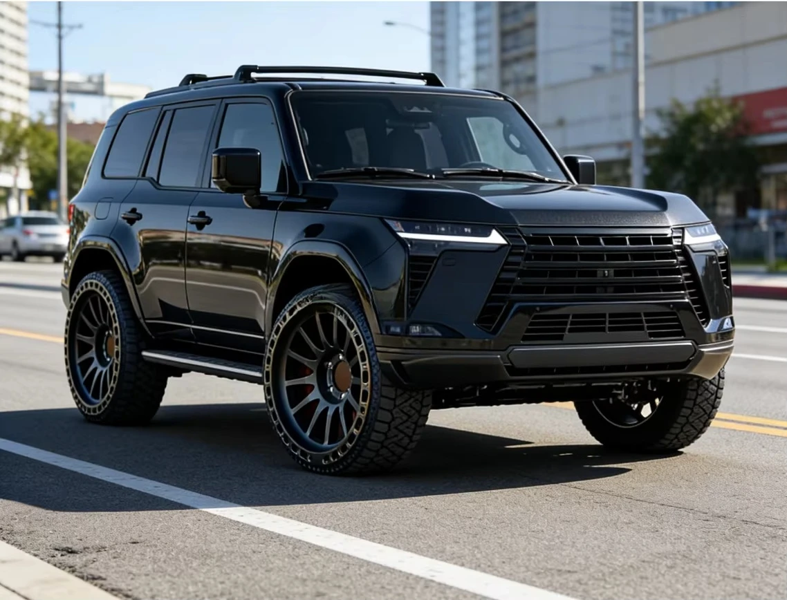

New Design Matte Black Painted Customized Cap Beadlock Ring Off-Road Forged Aluminium Alloy Multi-Spoke Wheels For GX550H