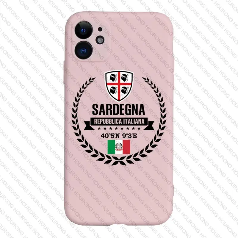 Italy Sardegna Coat Arms Flag Map Cover Case for iPhone 16 15 14 Pro Max 13 12 11 Mini X XS XR 7 8 6S Plus SE