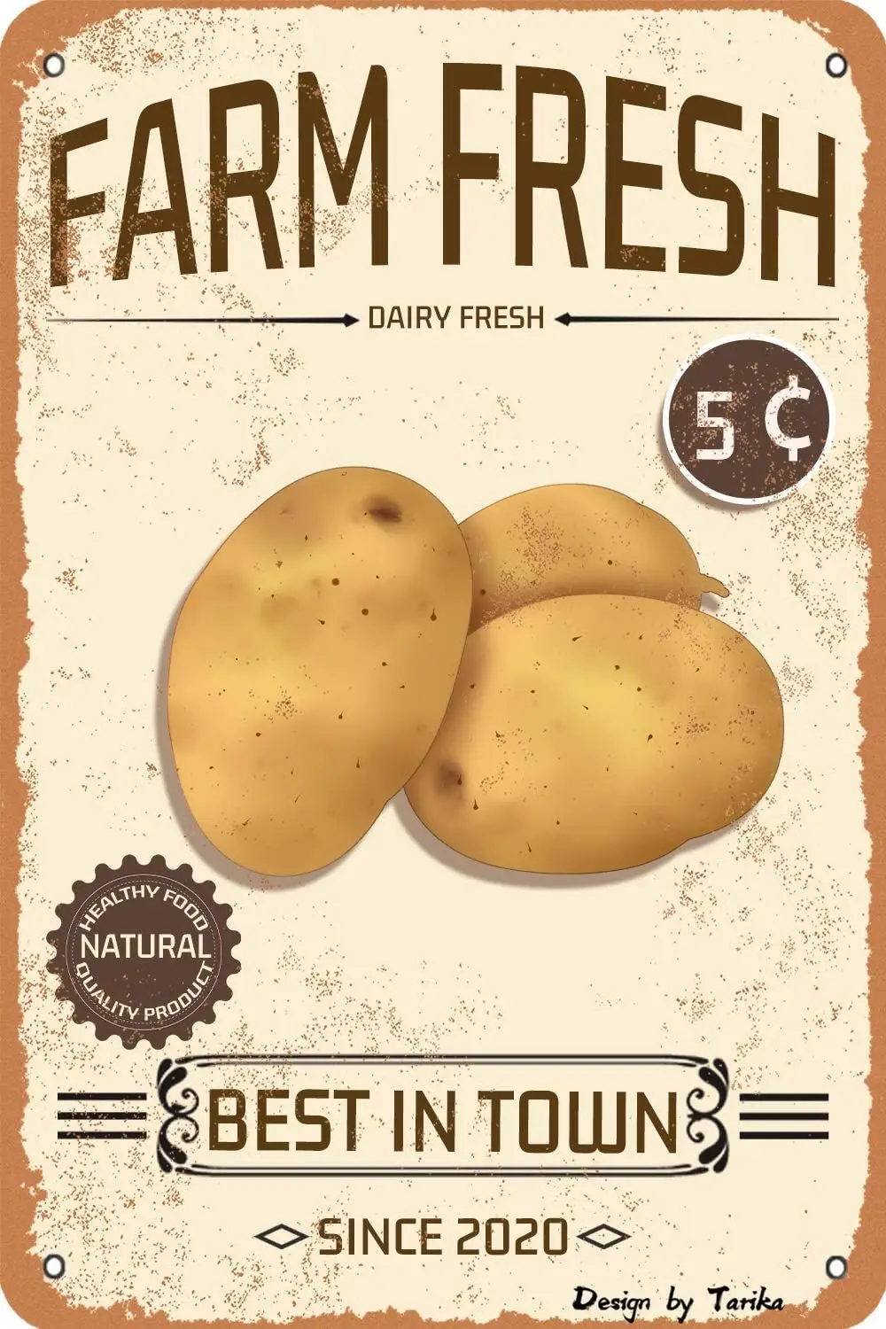 Farm Fresh Potato Metal Signs Farmhouse Dedcor Dairy Fresh Tin Poster Farm Decor Kitchen Wall Decoration Plaque 8x12 Inches sign
