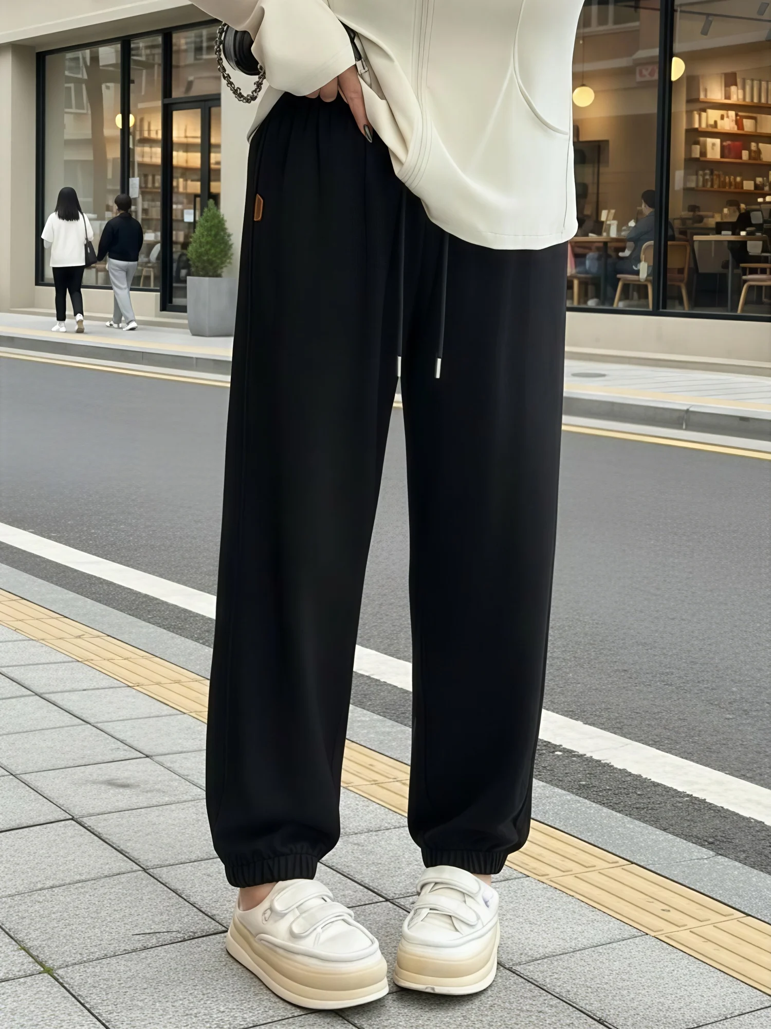 

Женские повседневные брюки больших размеров с прямыми штанинами и высокой талией из смесового хлопка, весенняя мода, удобные, стройнящие, в корейском стиле