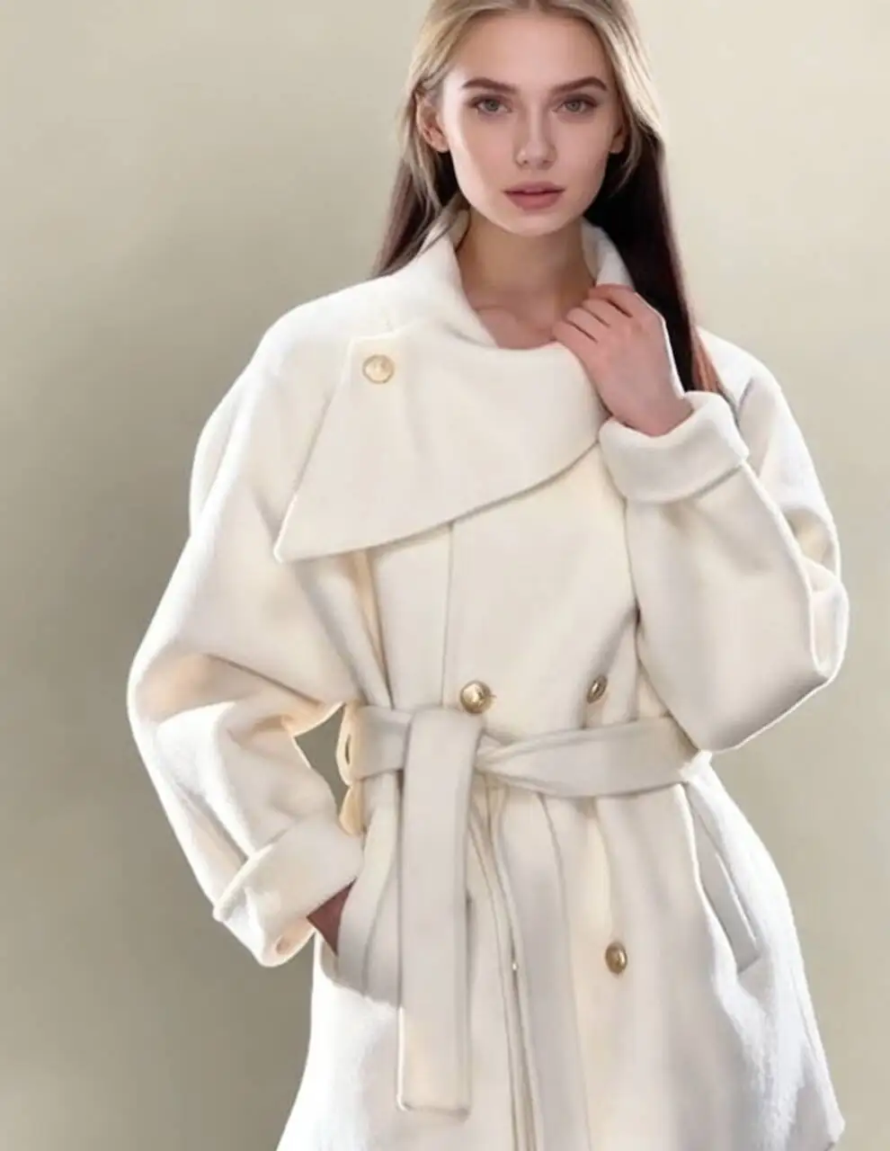 Abrigos de mezcla de lana Abrigo de lana para mujer naranja otoño mezclado tartán cuello alto estilo parisino salidas modernas Urban Cleanfit Chic