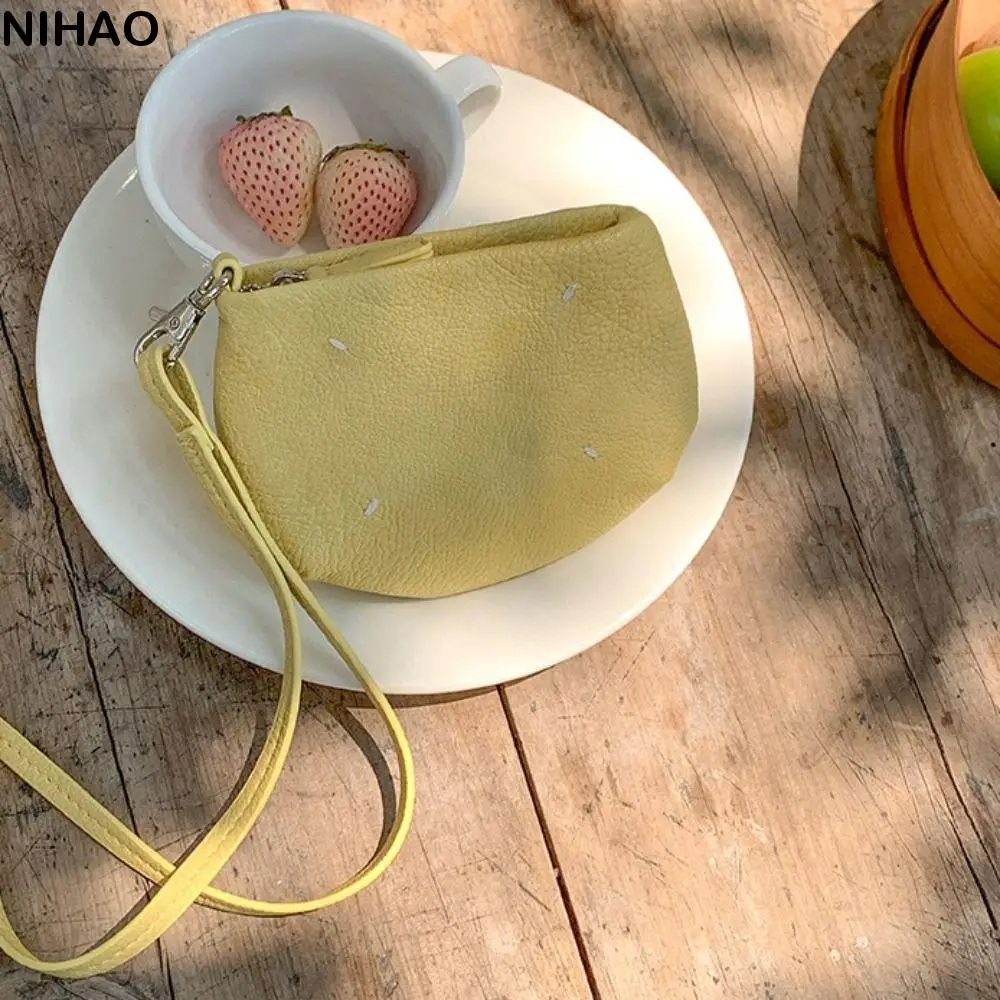 

Elegant PU Leather Hanging Neck Coin Purse Silver Purse Lanyard Wallet Mini Cute Earphone Bag Girls/Female