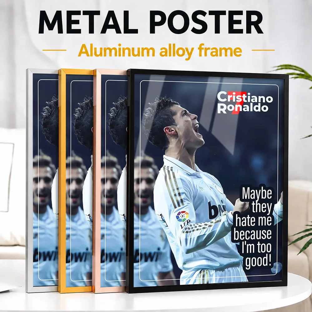 Cristiano Ronaldo Victory Shout Metal Poster With Aluminum Alloy Frame Personalized Arena Spirit Wall Art Ideal For Game Room
