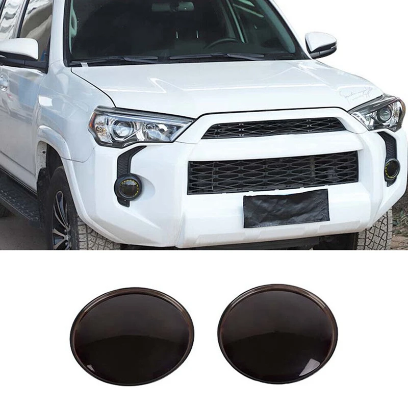 For Toyota 4Runner 2014-2023 Car Front Fog Light Lamp Cover Decoration Trim Bezels Accessories Smoked Black