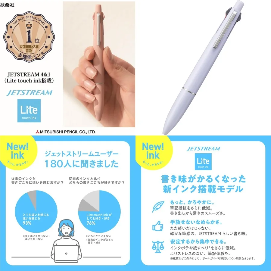 

Multifunction Pen Jet Stream Light Touch Ink 41 0.5 Limited Blue Black Ink Misty Purple for Precise Writing and Smooth Drawing