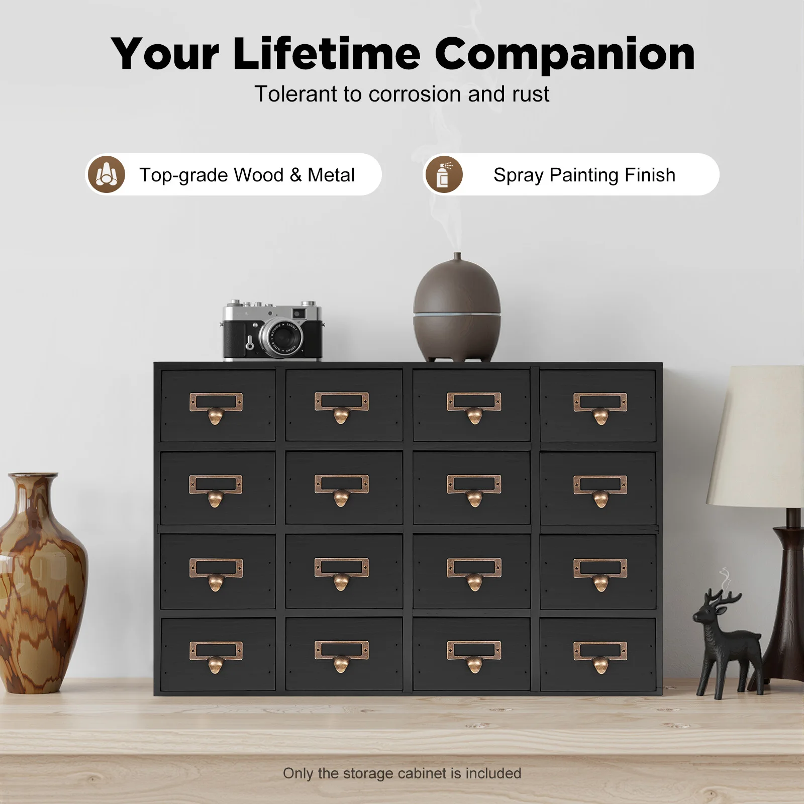 

Деревянный шкаф для хранения с 16 ящиками, винтажный органайзер в деревенском стиле с металлическими ручками для украшений, офиса, специй, травяных лекарств