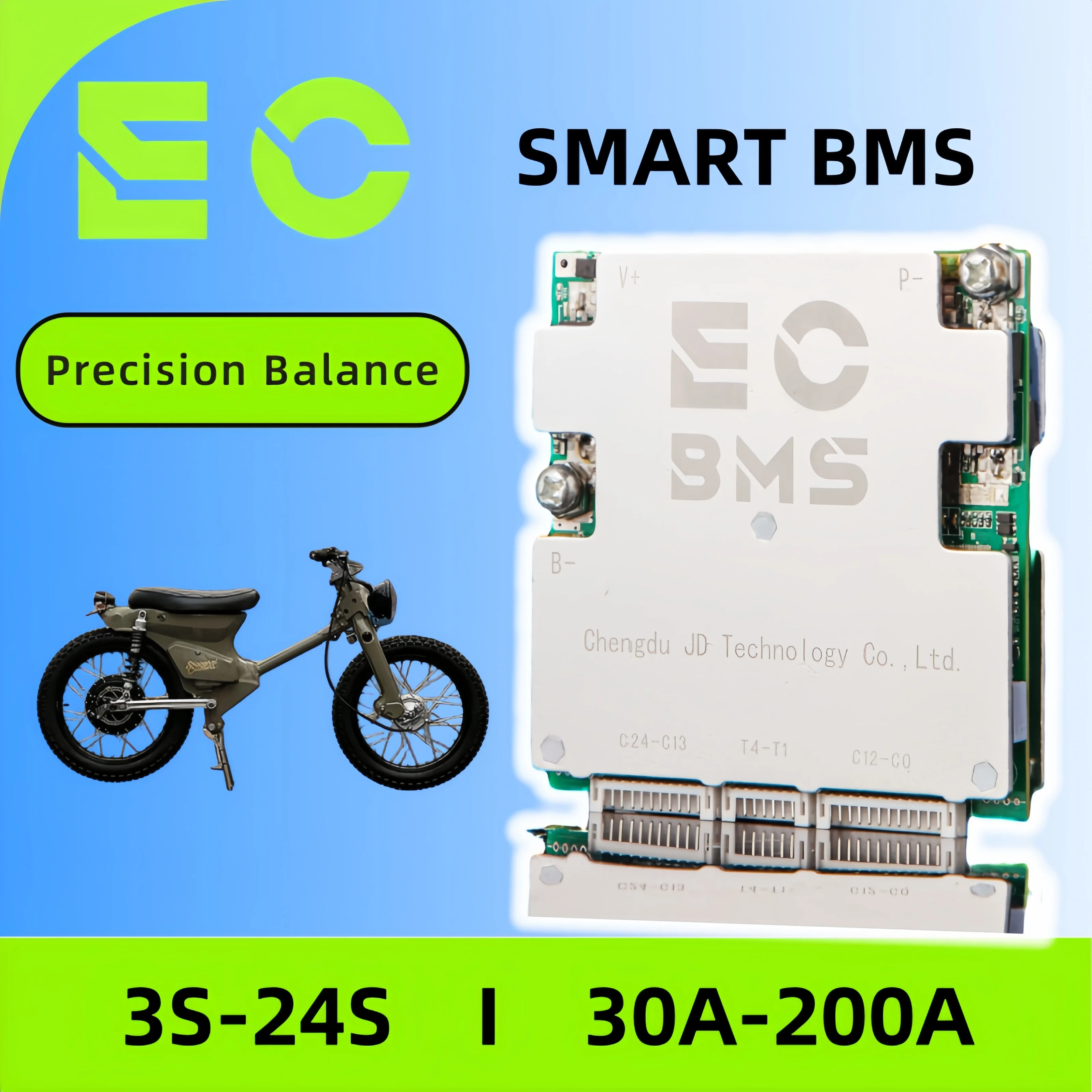 

ECBMS Portable BMS 4-20S 60-150A LiFePO4 Li-ion 18650 48V High Temp Cutoff App Monitor Smart Battery System RV UTV Bluetooth BT