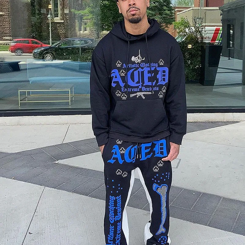 

Men's Hoodie Sport Letter Print Hooded Sweater Pullovers Hip Hop Fashion Casual Rapper Graphic Tracksuit 2024 New Top Punk Gotth