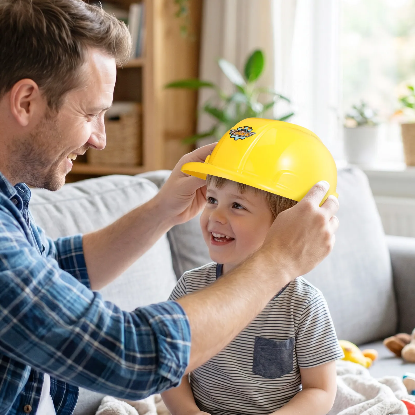 8 casques de chantier en plastique jaunes pour enfants, casques de sécurité d'ingénieur pour jeux de rôle, développement de la pensée créative, fête