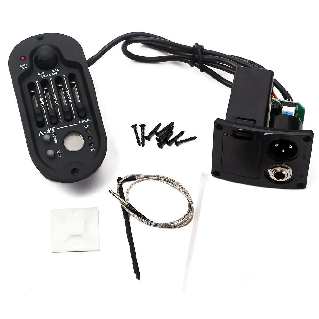 Guitar EQ Pickup Folk Guitar Preamp Kit Acoustic Transducer with Presence Mid Treble Bass Control for Rehearsal Use view 2