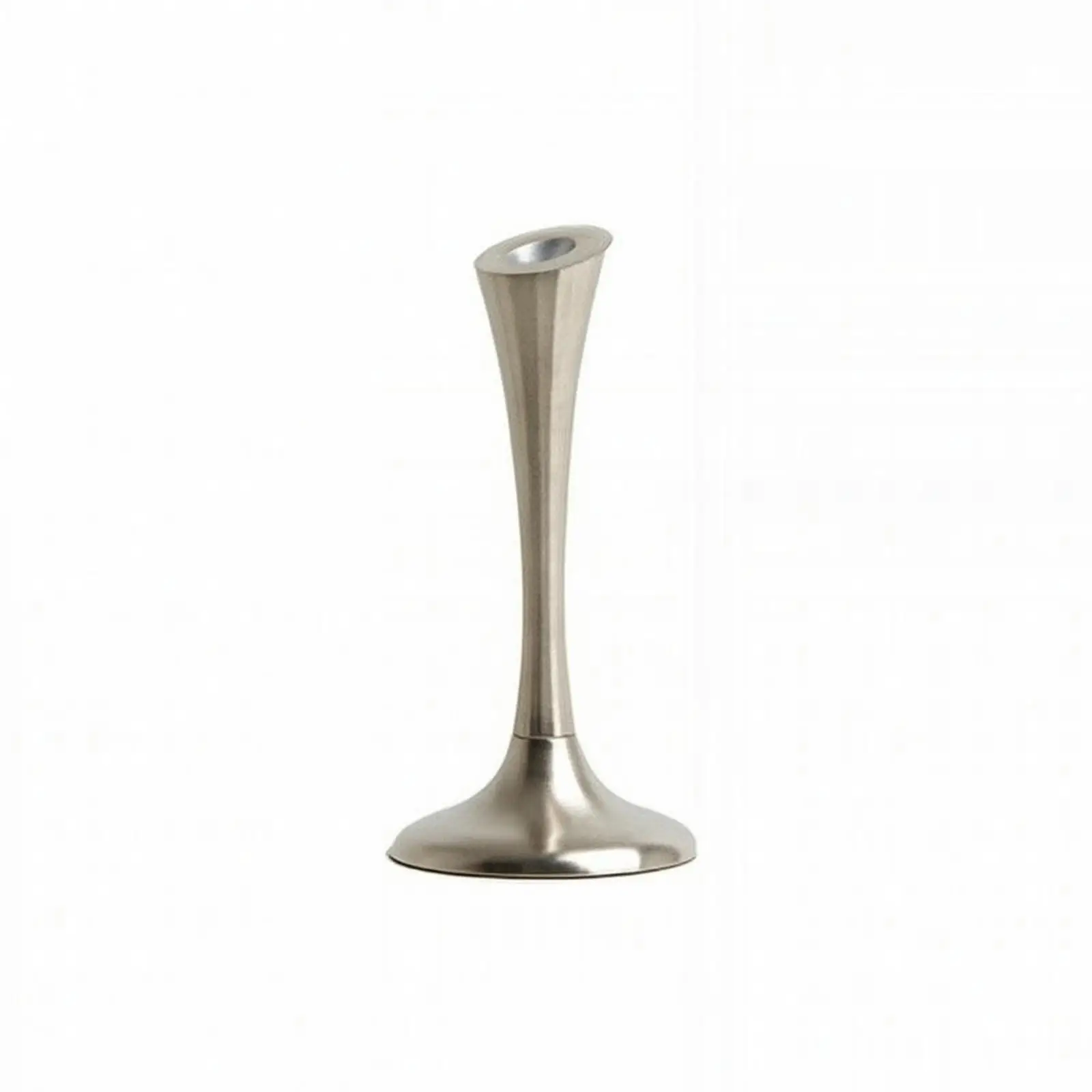 Elegant Tabletop Candle Holder Aluminum Silver Reflective Surface Tapered Stem Design for Candle Display on Mantel Dining Table