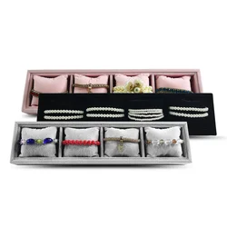 4 Grids Watch Jewelry Display Tray With Soft Pillow Holder Bracelet Chain Earring Storage Tray Earring Ring Organizer Showcase