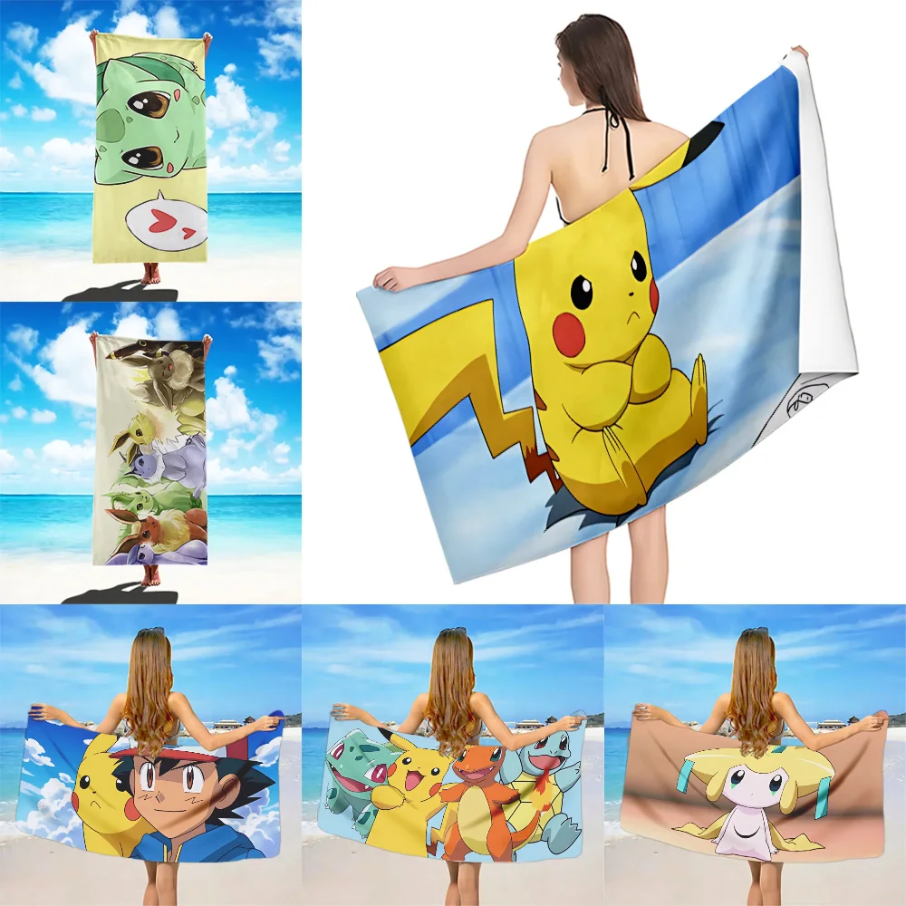 

Anime P-Pokemon Beach Towel Microfiber Sand Free Quick Dry Soft Sandproof Pool Towels Gift for Women Travel Gym Shower Camping