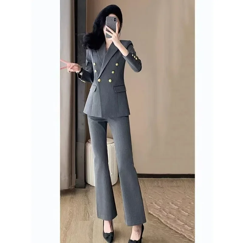 Women High Waist Long Pants Two Sets of Women French Light Luxury Senior Sense of High-end Temperament Professional Suit Jacket