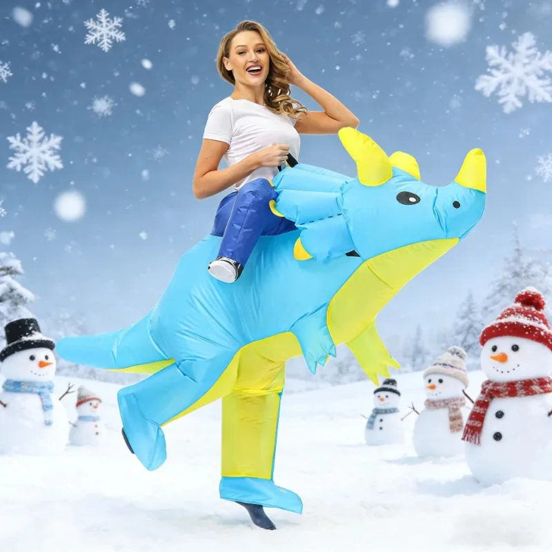 Adult inflatable Triceratops cartoon costume riding dinosaur dress up Christmas Halloween Carnival cosplay inflatable dress up