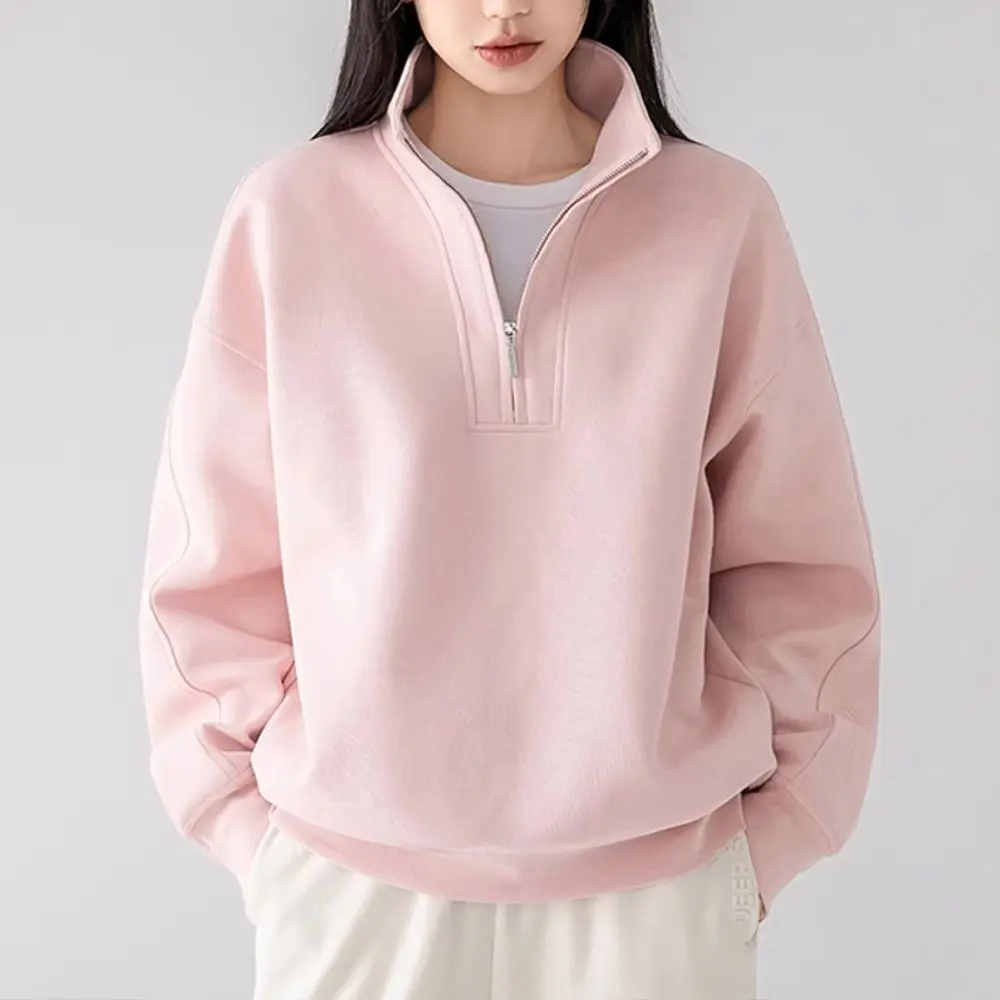 

Spring and Autumn Fashion Half Zipper Long Sleeve Sweater Women's 2025 New Casual Warm Windproof Jacket Top Women