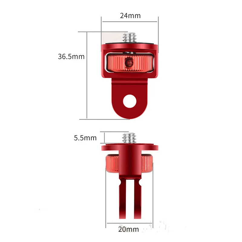 360 Rotating Mini Tripod Adapter 1/4 Inch Screw CNC Aluminum Locking Mount for GoPro12 11 POCKET 2 FIMI PALM 2 Insta360 X3 Osmo