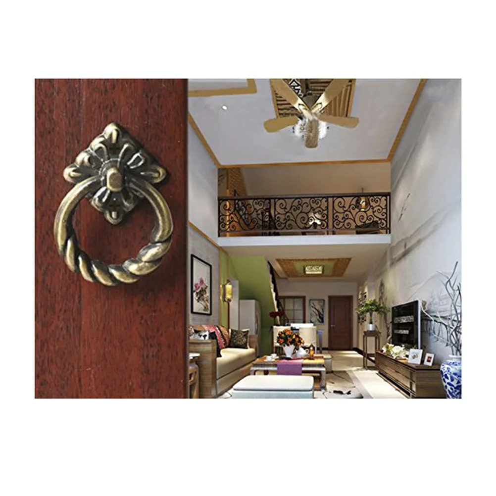 

6pcs Vintage Retro Style Kitchen Cabinet Dresser Door Drawer Handles Knobs - Size L ( Brass)