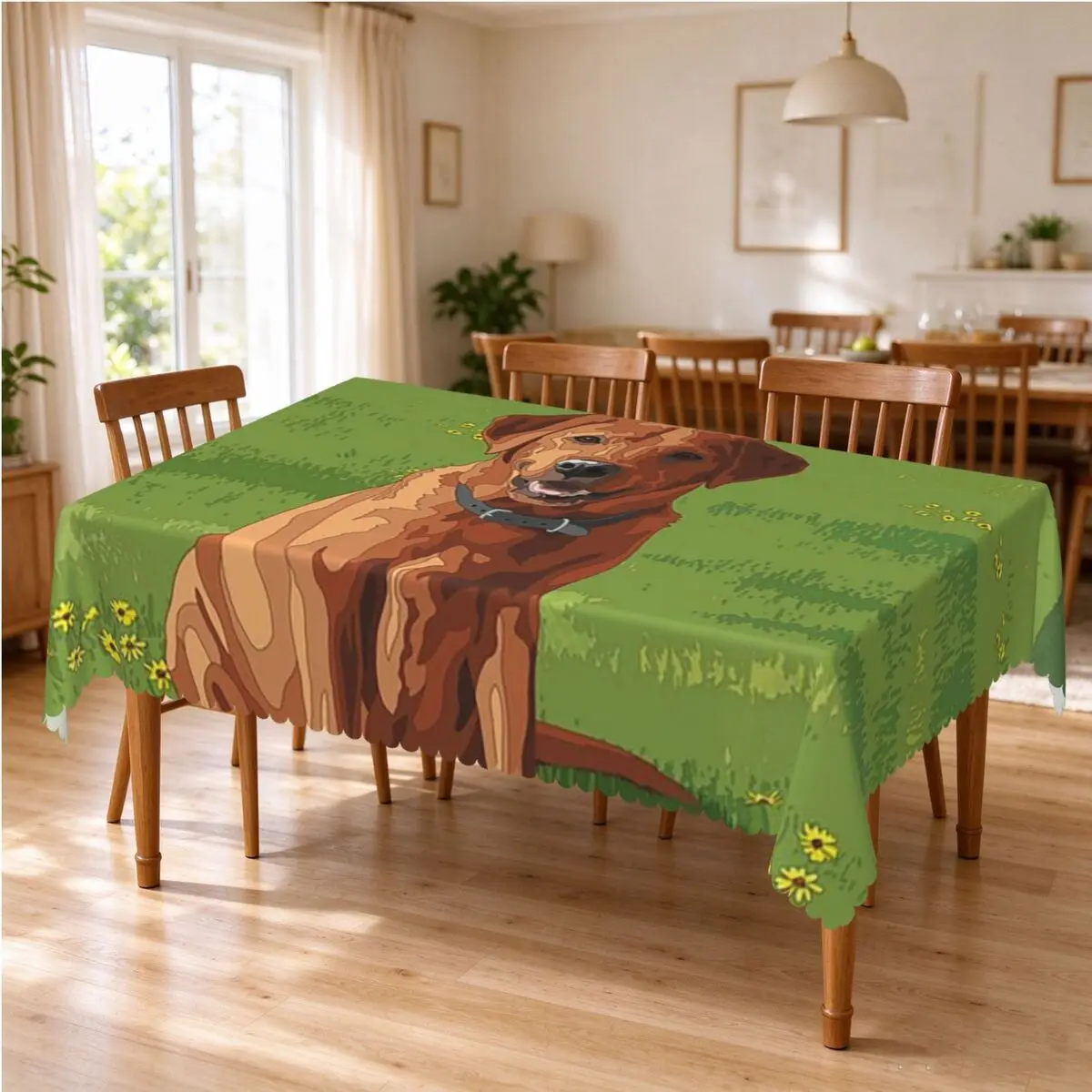 Fox Red Yellow Labrador Retriever Hunting Dog Tablecloth Restaurant Kitchen Rectangular Tablecloth Festival Dining Table Cover