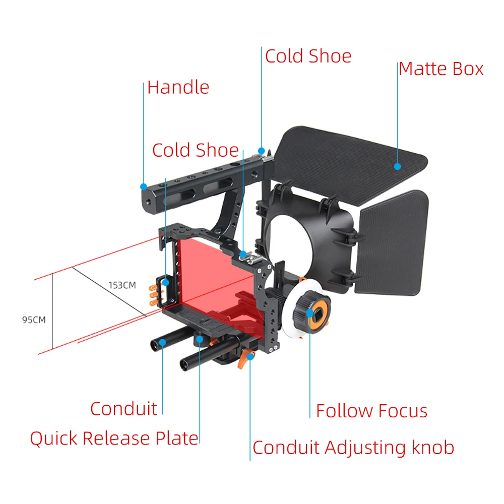 YELANGU Camera Cage Rig Kit for Panasoinc GH4 for Sony A7S A7 A7R A72 A7RII A7SII A6000 A6500 A6300 with Cold Shoe Handle