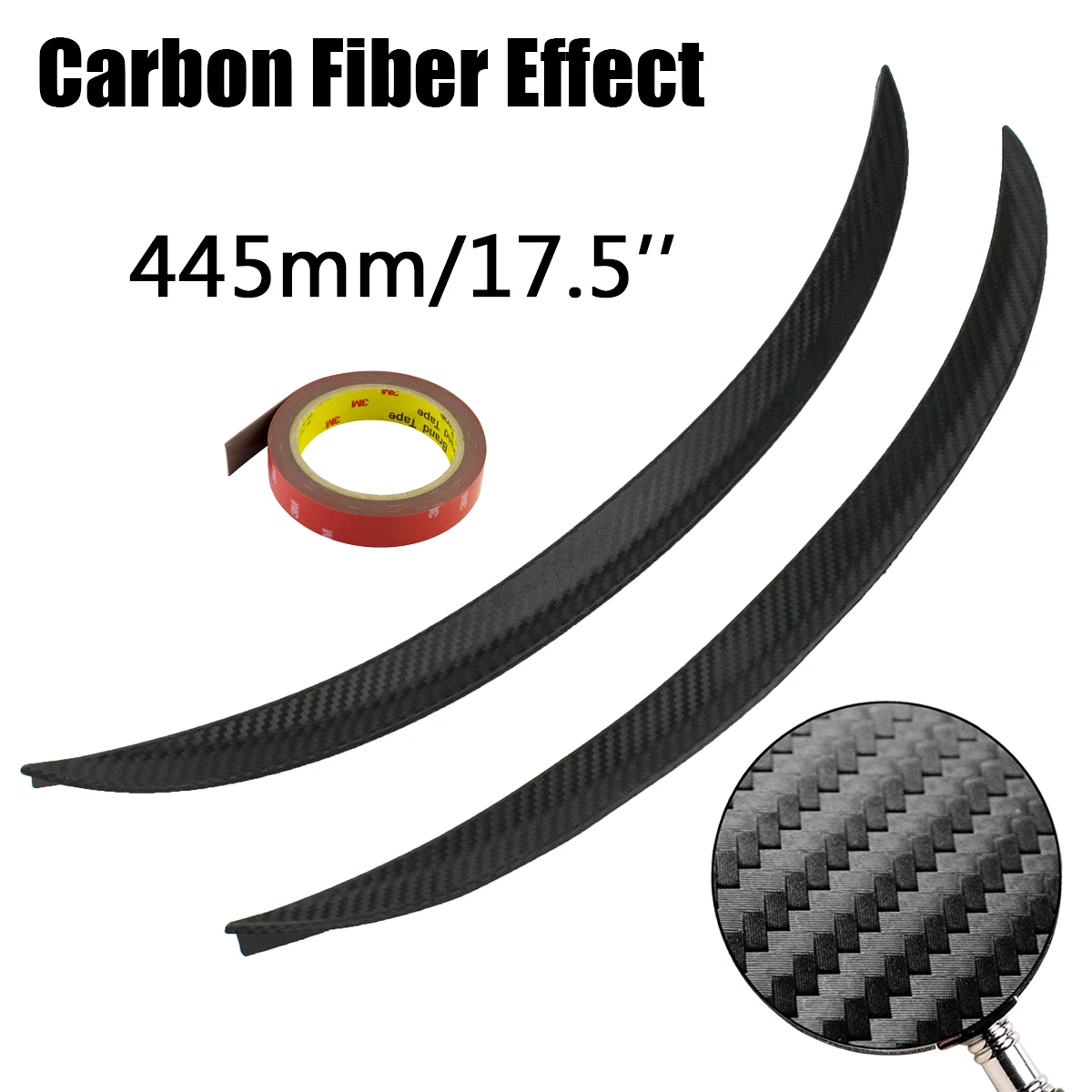 44 cm/17,5 "Carbon Fiber Rad Augenbraue Arch Fender Flares Abdeckung Trim Kotflügel Universal Schutz Lip Streifen Auto schmutzfänger
