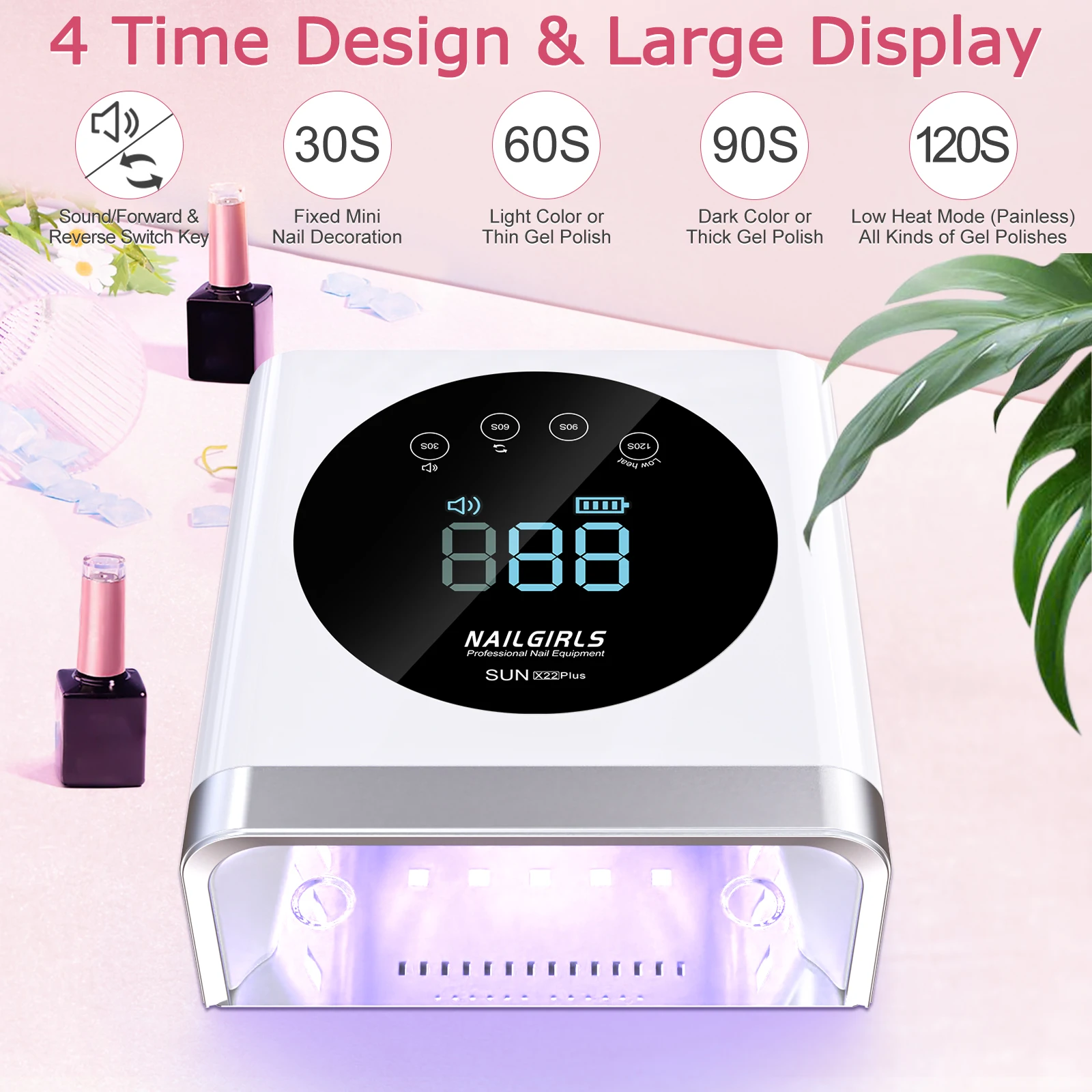 SUNNAIL Popularna Lampa LED UV do Paznokci 72W, Akumulatorowa, Szybkie Wytwardzanie Lakieru Hybrydowego, Duża Obszar Pracy, Do Użytku w Salonie, Urządzenie do Manicure