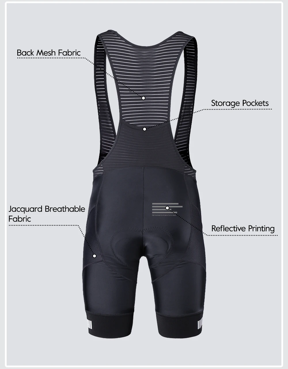 RION Herren Radsport-Trägerhose Gepolsterte Tights Rennrad MTB Fahrradbekleidung Atmungsaktive 5H Reithose Outdoor-Sportausrüstung – Detail 8