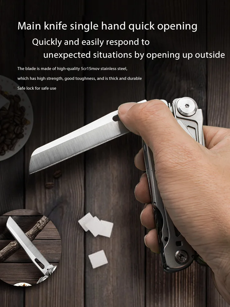 16-in-1 Multitool-Zange, faltbar, aus Edelstahl, Taschen-EDC-Überlebenswerkzeug-Set, tragbare Camping- und Wander-Ausrüstung für den Außenbereich – Detail 10