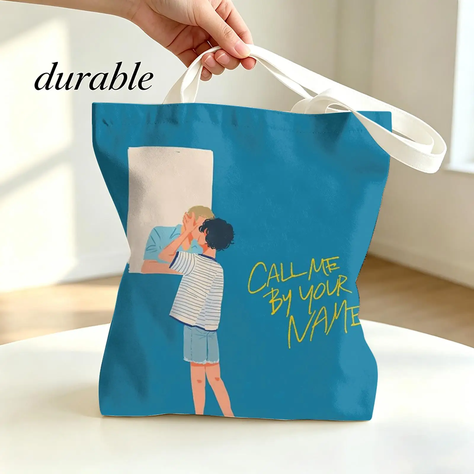 C-Call Me by Your Name Storage Bags Canvas Tote Bag Double-Sided Print Lightweight Shoulder Travel Beach Bag Gift Eco