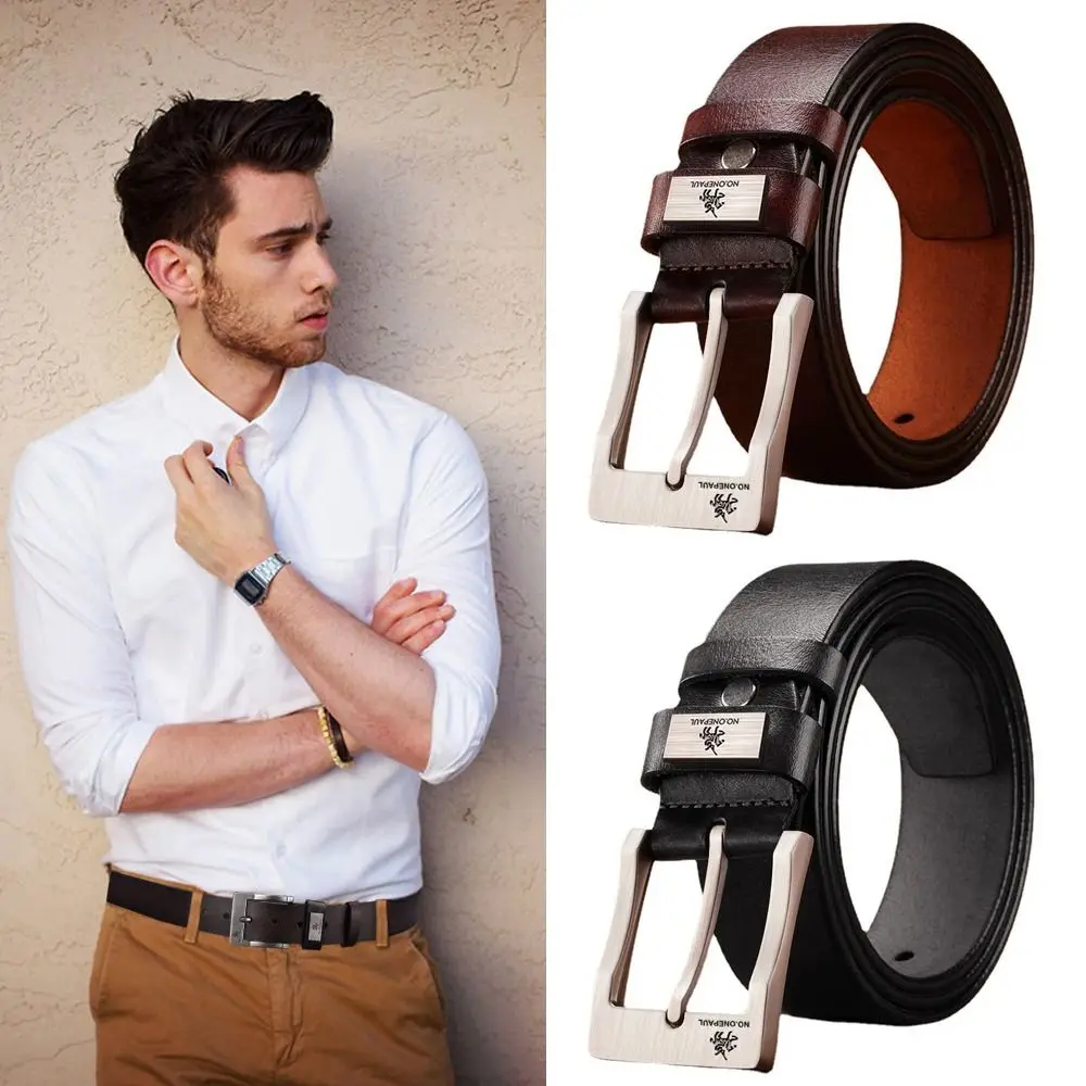 

Fashion Luxury Design Genuine Leather Belt Trendy Brand Casual Cowhide Belt Versatile Alloy Pin Buckle Waistband Man