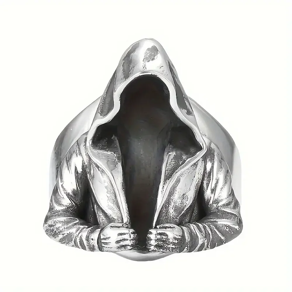 

1pc Cool Retro Dark Style Assassin Cape Windbreaker Shape Ring, Men's Trendy Alloy Adjustable Ring