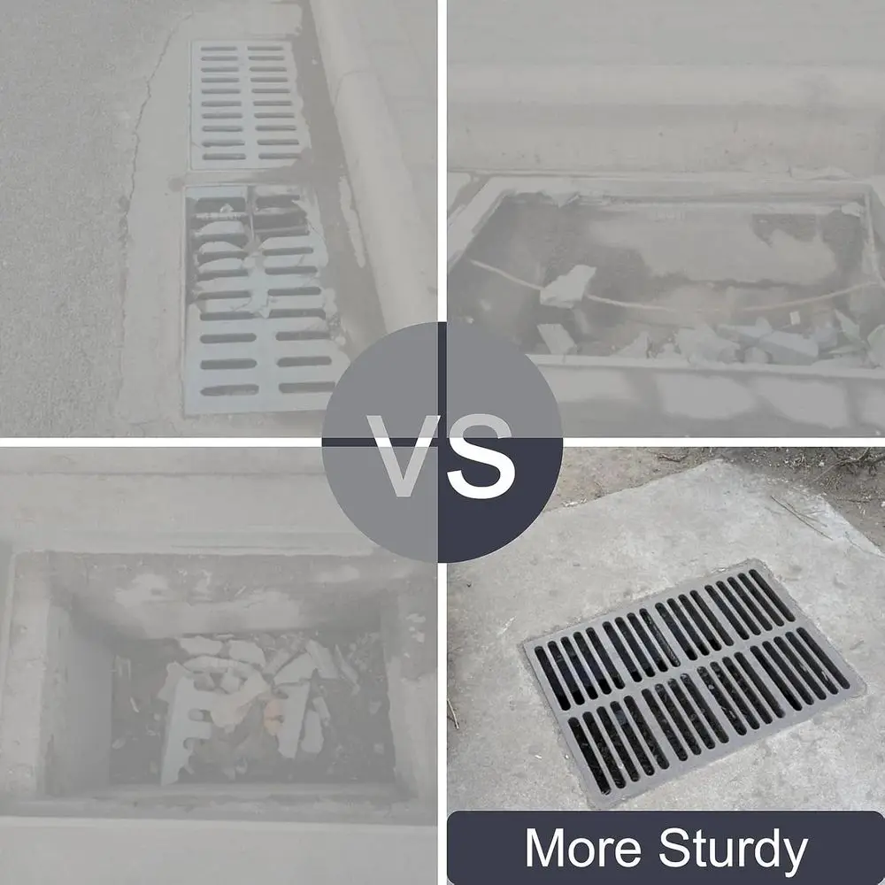 Grelha de Drenagem para Calha de Garagem 20x20 polegadas, Reforçada Classe B, Preta, para Uso Externo