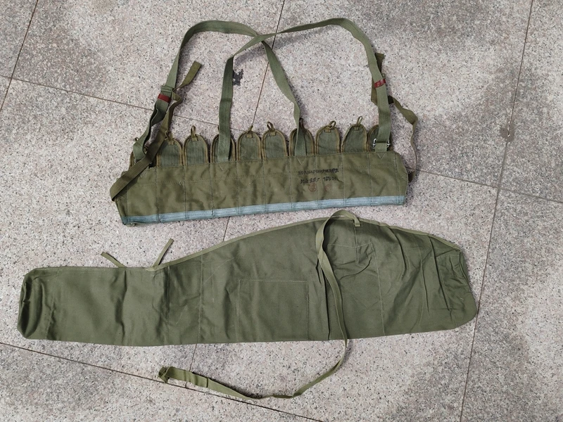 2 قطعة المقتنيات العسكرية الأصلية نوع الجيش الصيني 56 غطاء البندقية حزمة SKS الذخيرة الحقيبة الصدر تلاعب