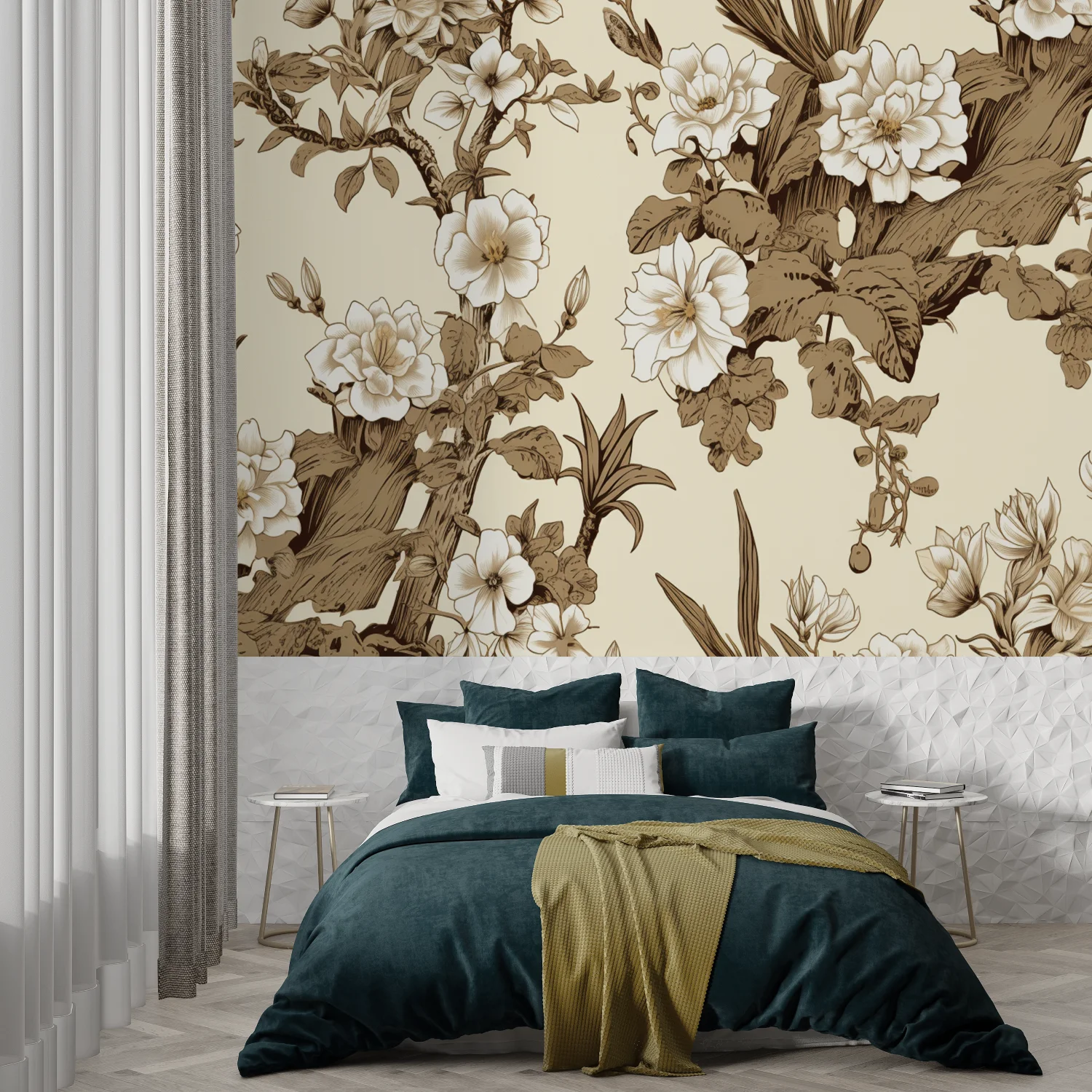 Customized mural French retro jungle flowers, caramel colored decorative paintings living room bedroom floral wallpaper 3d mural