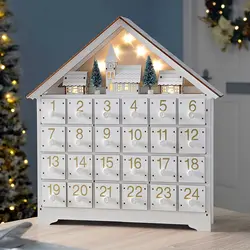 White Wooden Countdown Calendar Christmas Digital Calendar Ornament Christmas Decorations Home Crafts Ornaments 24 Days