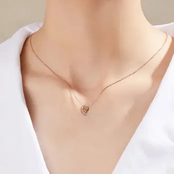Náhrdelník Daisini s přívěskem ve tvaru srdce a svatozář zdobený krystaly Swarovski, geometrický choker, kvalitní mosazné šperky pro ženy, dárky 12 nejlepší prodej krajka Swarovski - №9