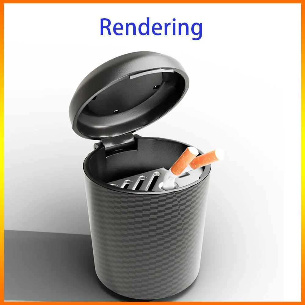 Cendrier de voiture avec motif en Fiber de carbone pour hommes, Suspension multifonctionnelle créative dans la voiture avec couvercle et couvercle, propre