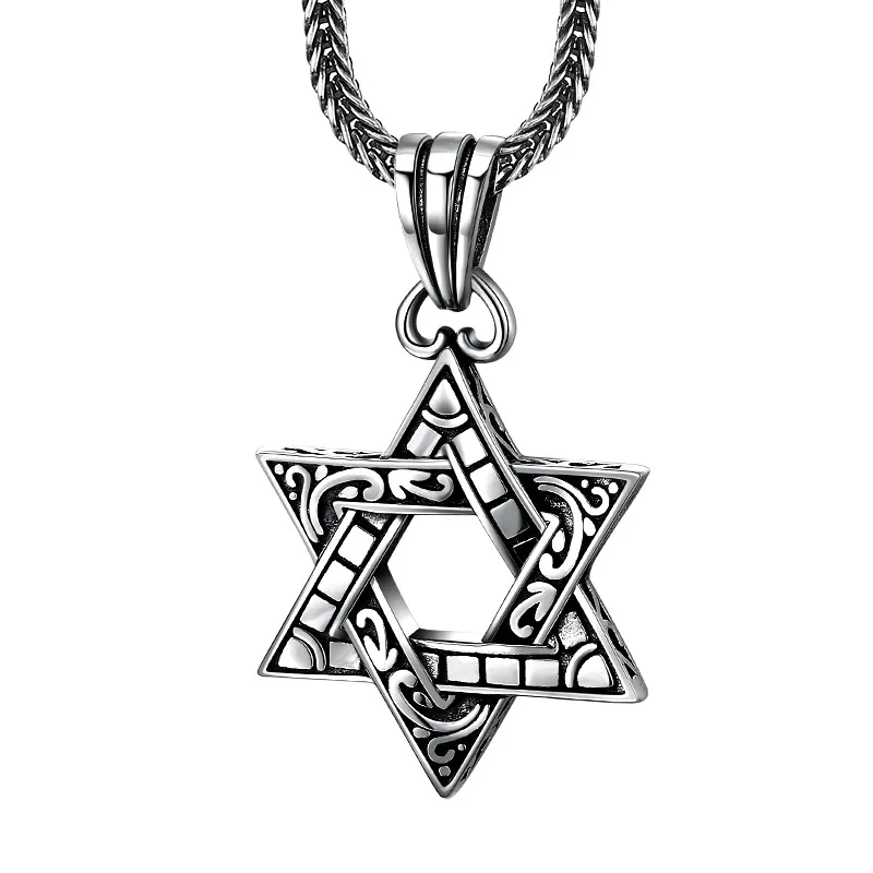 

925 Sterling Silver Star of David Pendant Necklace Unisex Antique Finish Trendy Boho Jewelry Gift