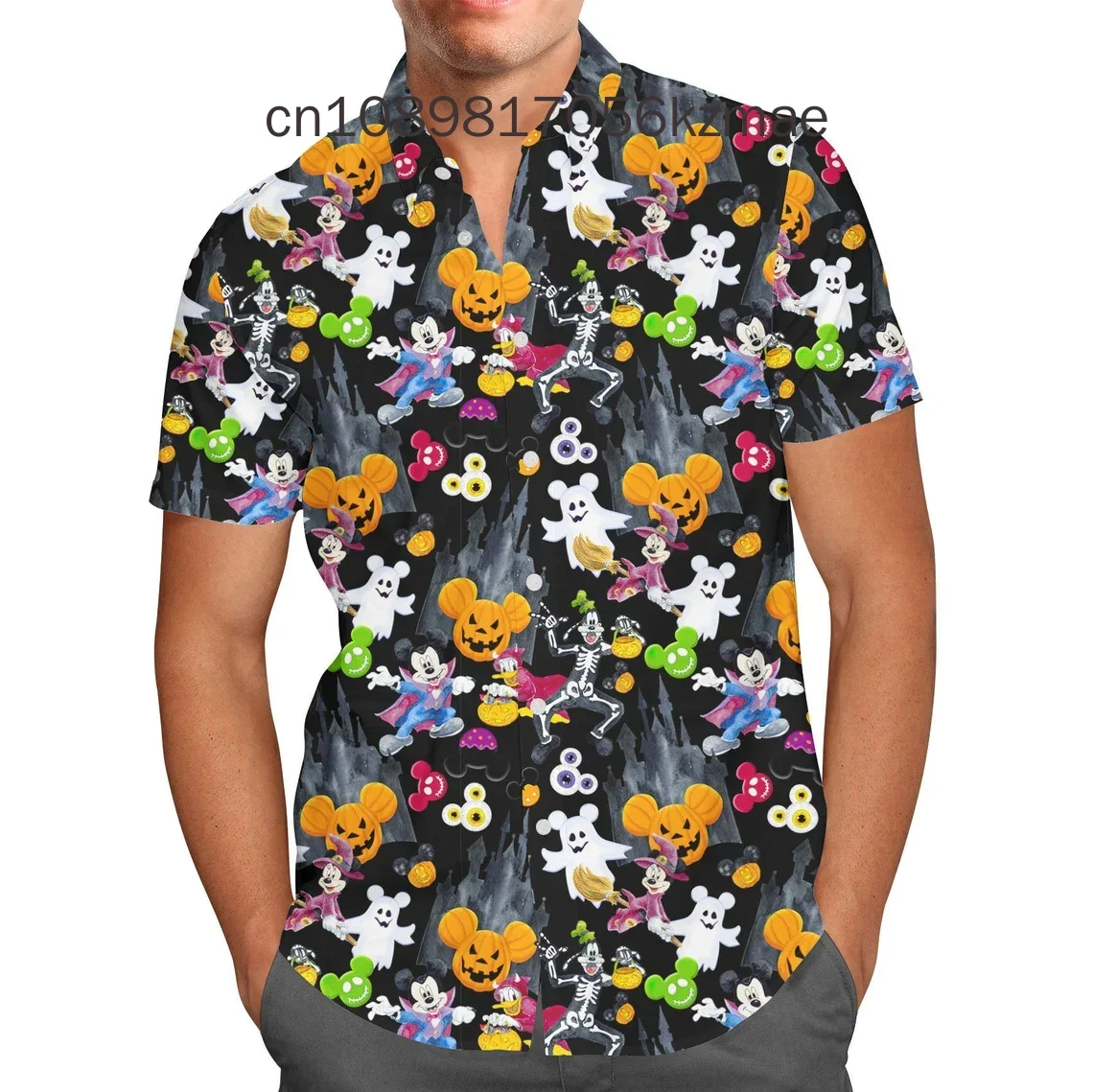 2024 New Disneyland Halloween Hawaii Shirt New Fashion Short Sleeve Shirts Men Women Casual Beach Shirts Disney Hawaiian Shirts