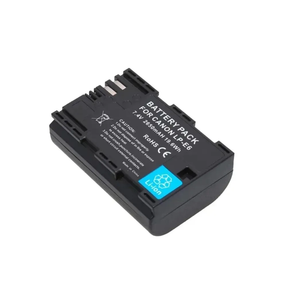 LP-E6 2650mAh 7.4V Lp-e6 E6N Battery + LED Dual Charger for Canon EOS 5DS 5D Mark II 5D Mark III 6D 7D 70D 80D Camera Battery